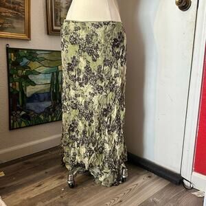 style&co green black floral maxi skirt, small stain